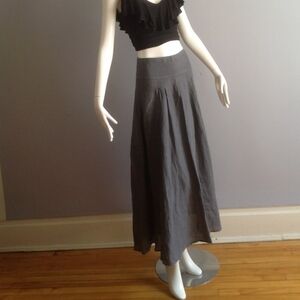 SARAH PACINI Grey Linen Blend Twirl Skirt 02
